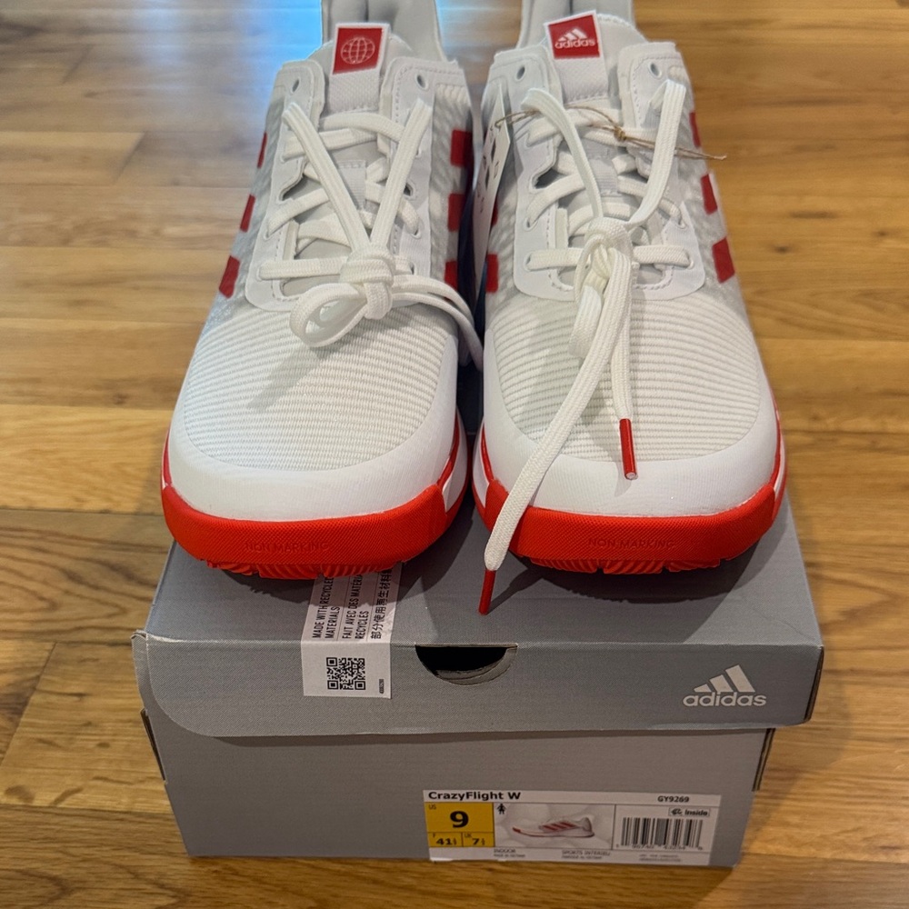 Adidas White and Red Crazyflight Sneakers